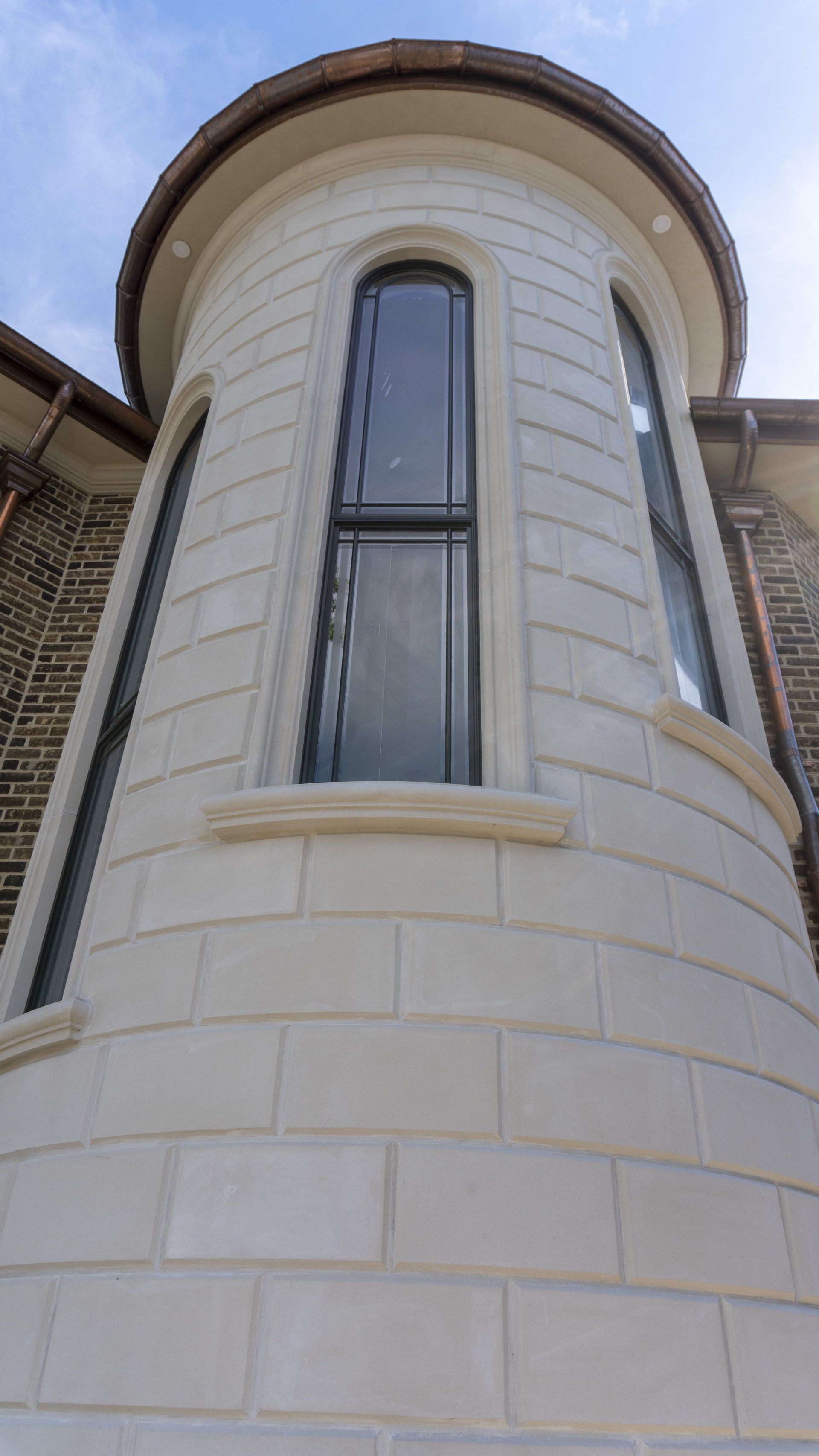 A large round window on the side of a building.