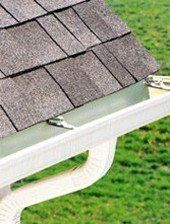 Close up view of roof gutter—roofing installations in Durham, NC