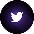 White Twitter bird logo on a purple gradient background.