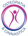 Un logo per l'osteopatia e la ginnastica con una persona in un cerchio