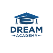 A dark blue logo featuring a graduation cap above the text "DREAM ACADEMY" with decorative stars on the sides.