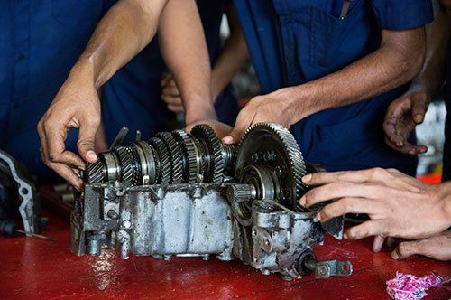 metal gearbox with gears 