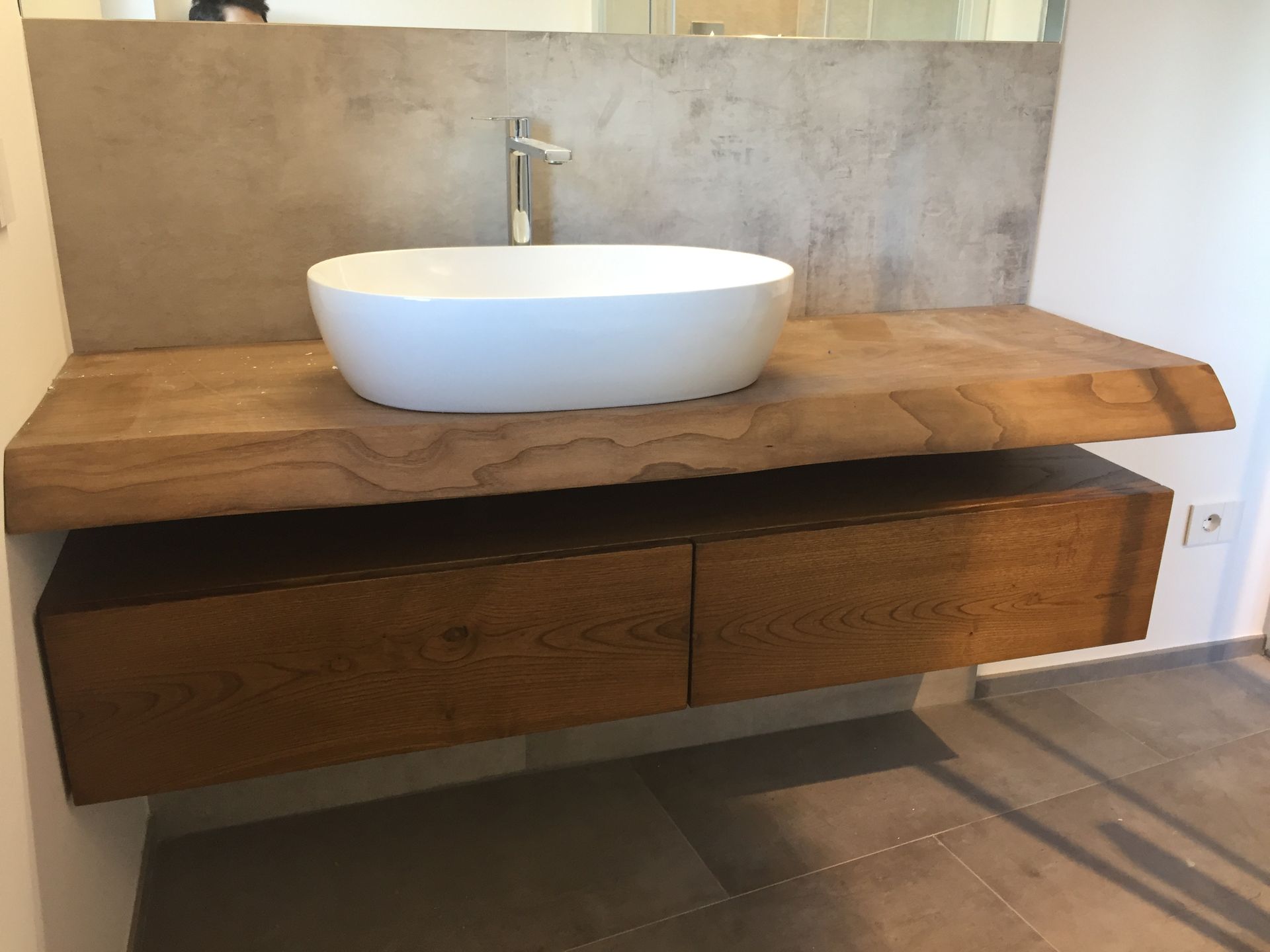 sottolavabo in legno antico di recupero