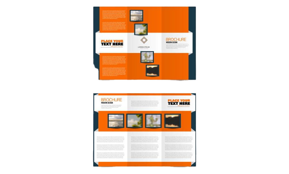 Two brochures are shown side by side on a white background. Two brochures are shown side by side on a white background.