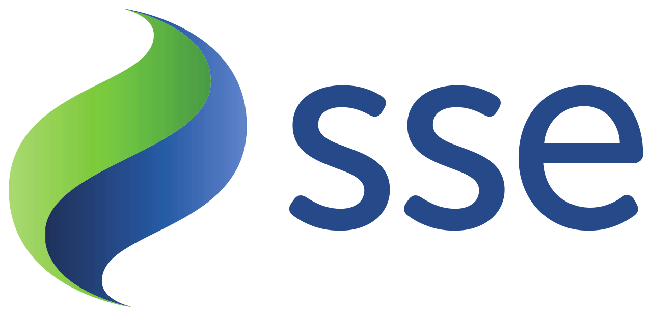 SSE logo with a green and blue flame-shaped graphic and the company name in blue.