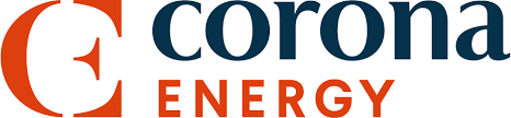 Logo for Corona Energy. Features a stylized orange 