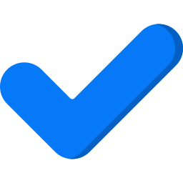 A blue check mark on a white background