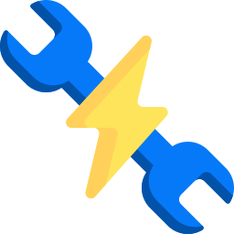 A wrench with a lightning bolt attached to it.