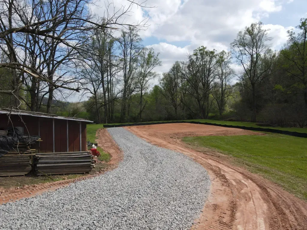 A large brick house with a white garage door
