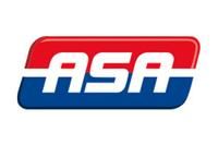 A red , white and blue asa logo on a white background.