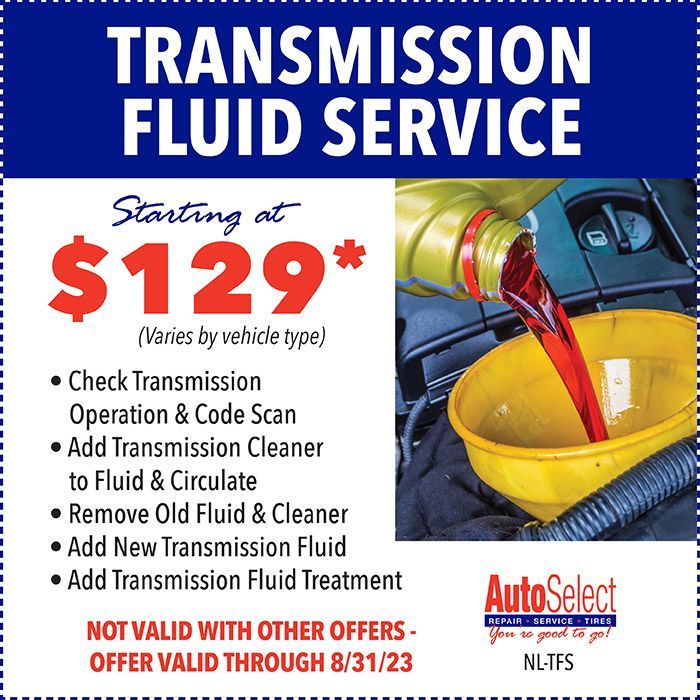 A coupon for a transmission fluid service starting at $ 129