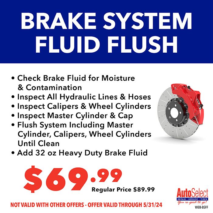 A brake system fluid flush is being offered for $ 69.99