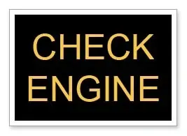 A black sign that says check engine on it