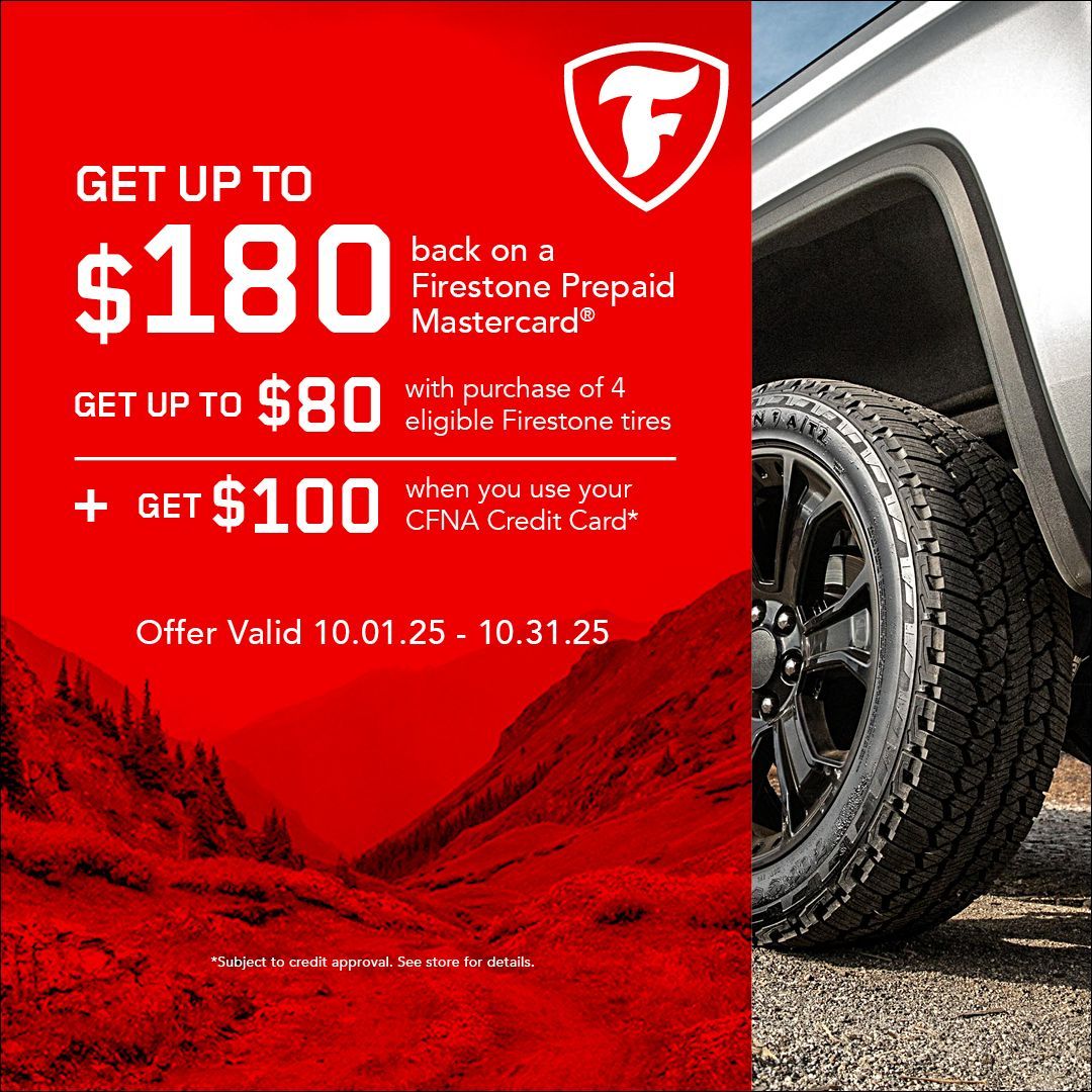 Ad for tires: Get $100 off instantly with purchase of 4 qualifying tires. Image shows a truck on a trail.