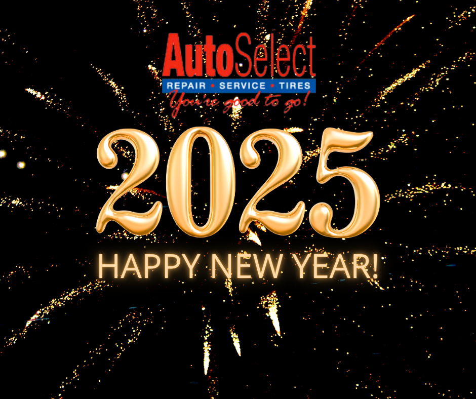 A happy new year advertisement for autoselect repair service times