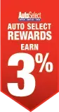 A red banner that says `` auto select rewards earn 3 % ''