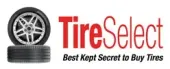 A tire select logo with a picture of a tire and the words `` best kept secret to buy tires ''.