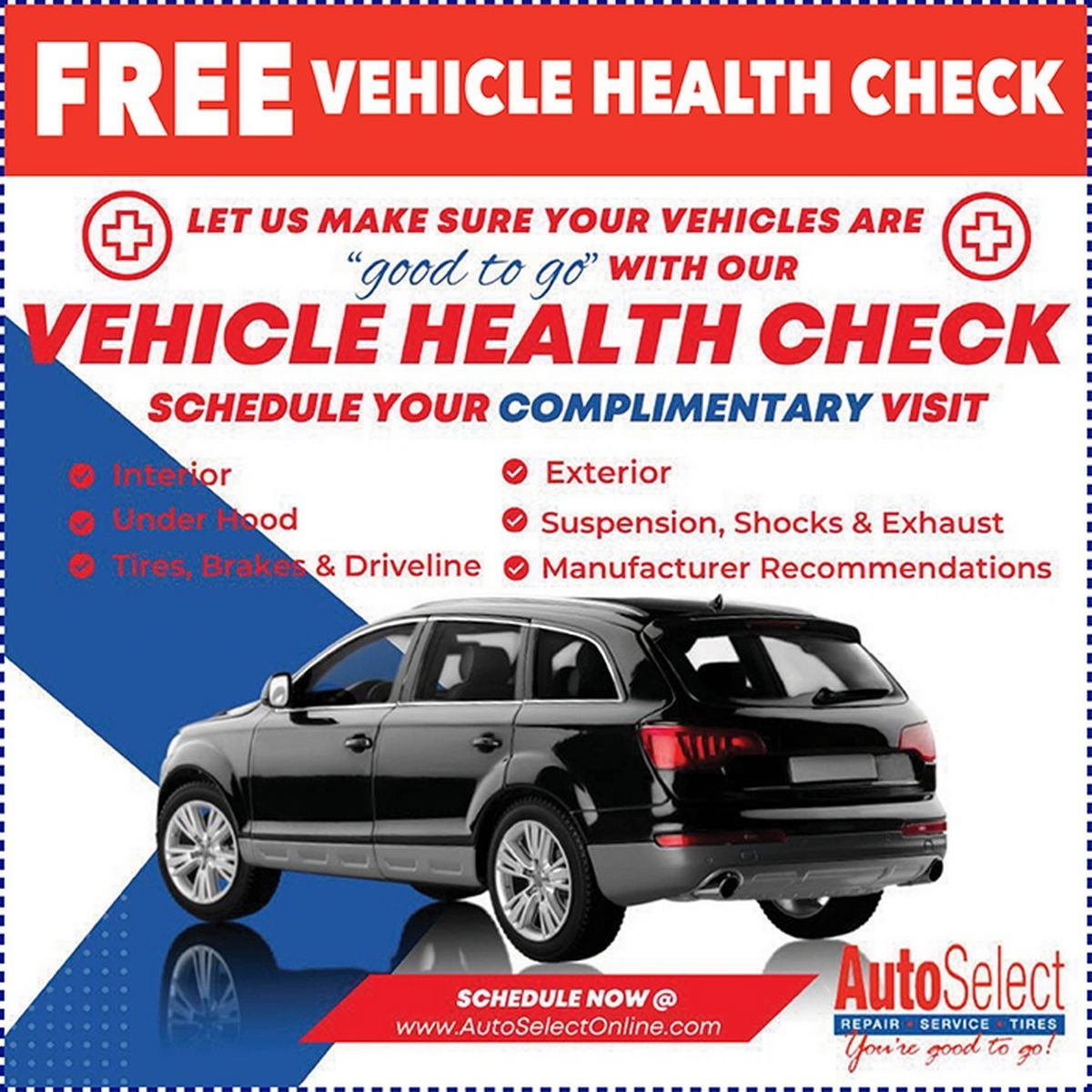 An advertisement for a free vehicle health check