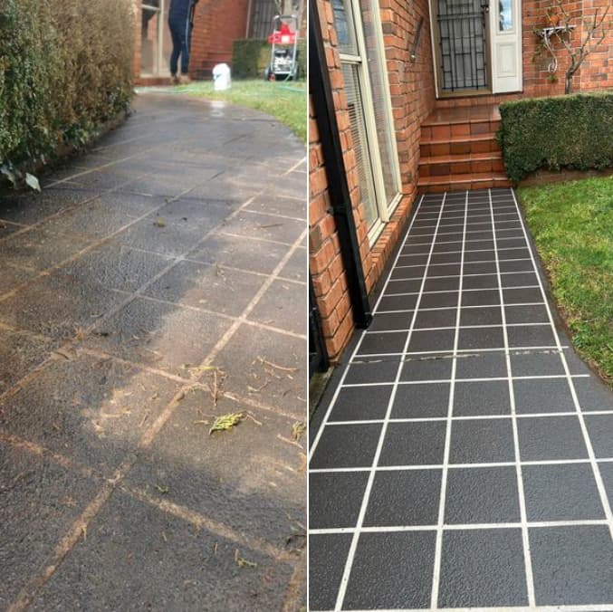 Before And After Pressure Washing Driveway - Window Cleaning in Southern Highlands, NSW