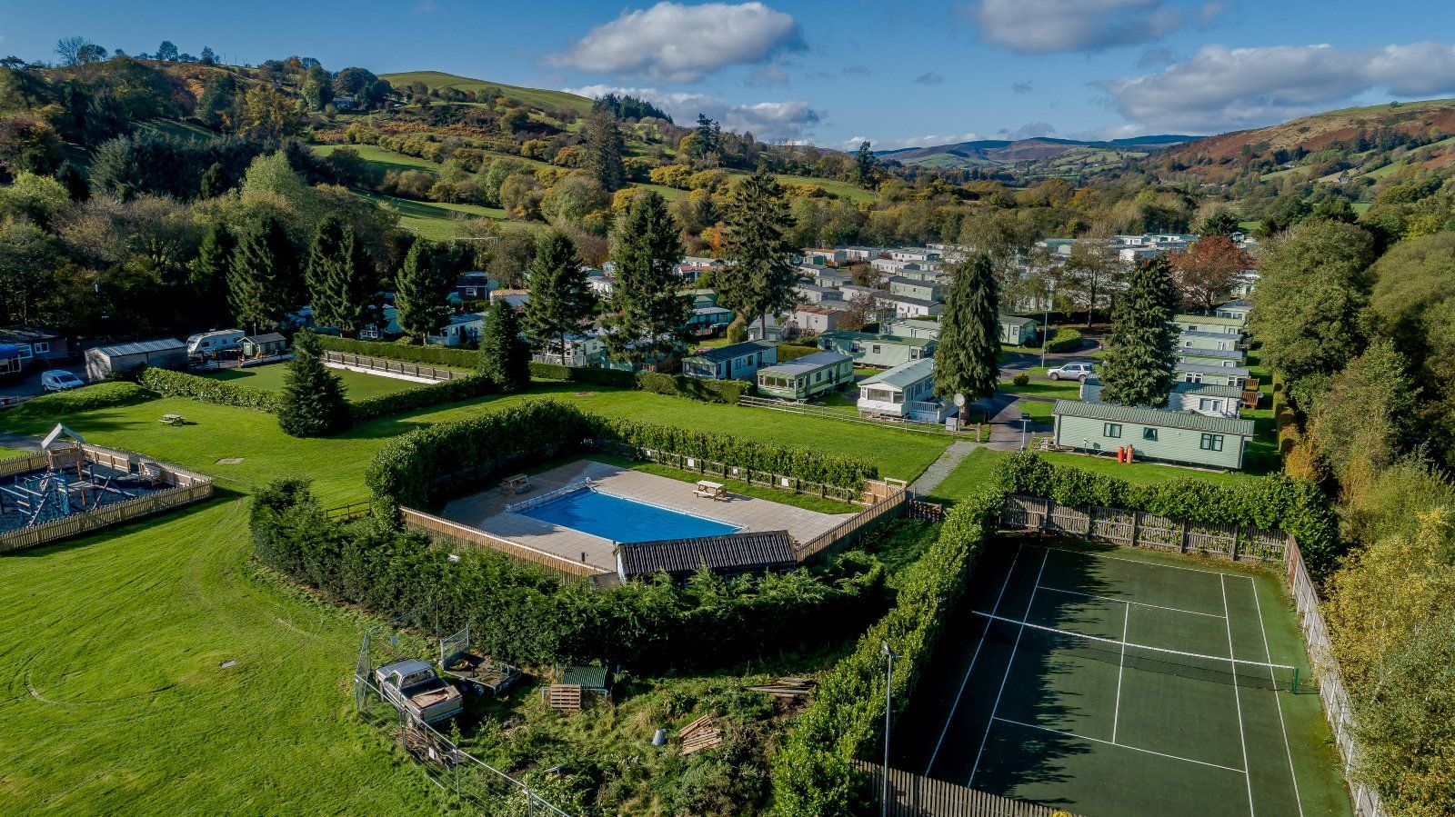 swimming pool and tennis court