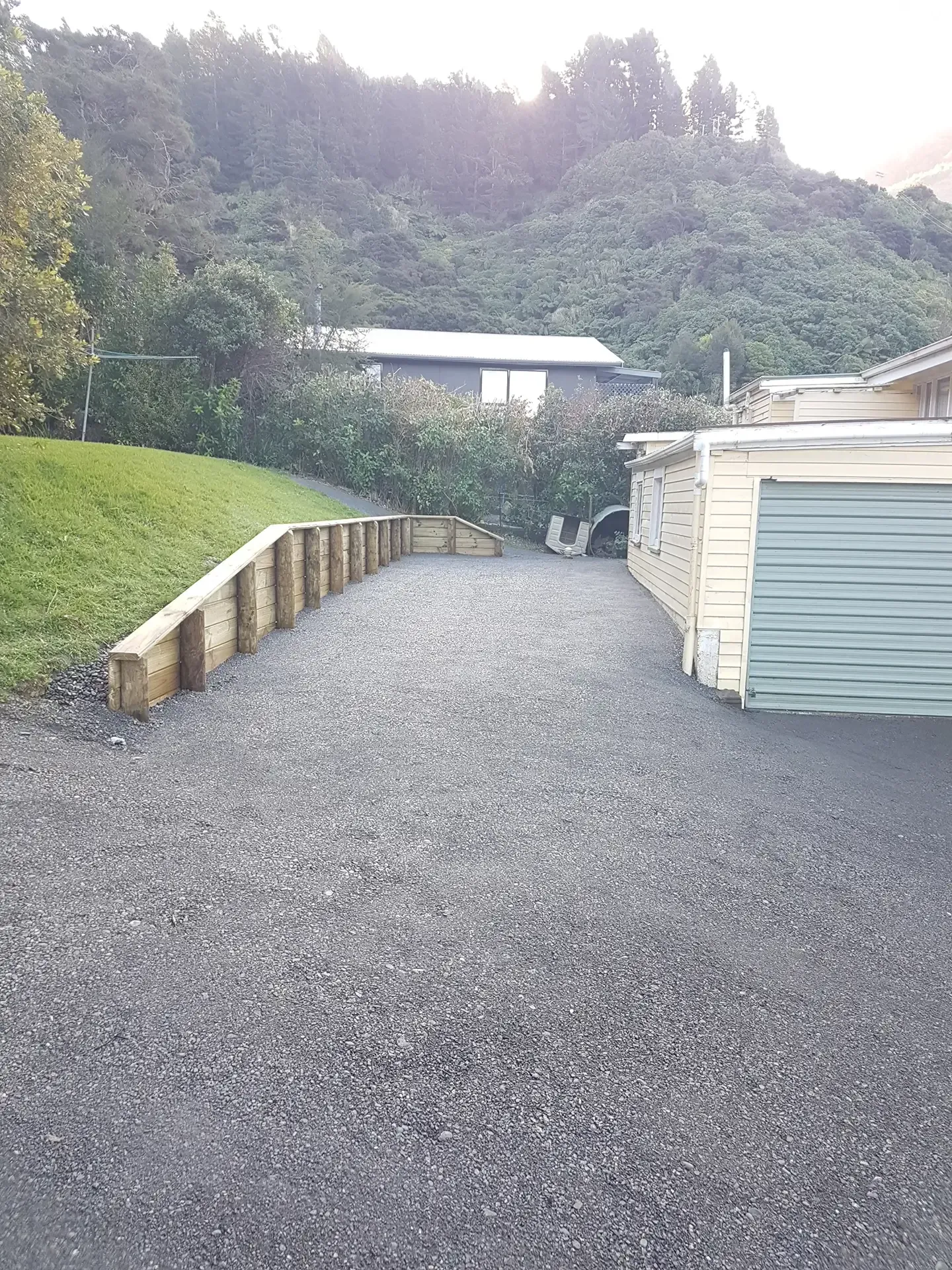 Hakahaka Bay Retaining Wall and Driveway Job by Bobcat Tipper Services in Marlborough, New Zealand.