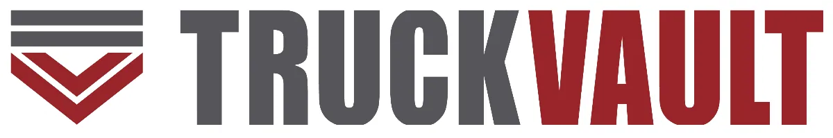 TruckVault logo with grey and red elements. 