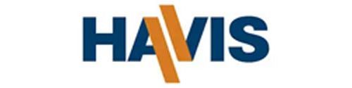 HAVIS logo with blue text and orange vertical lines.