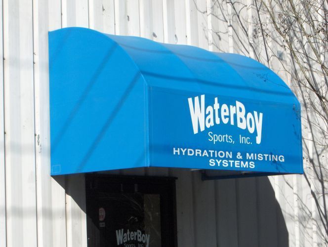 Blue awning with white 