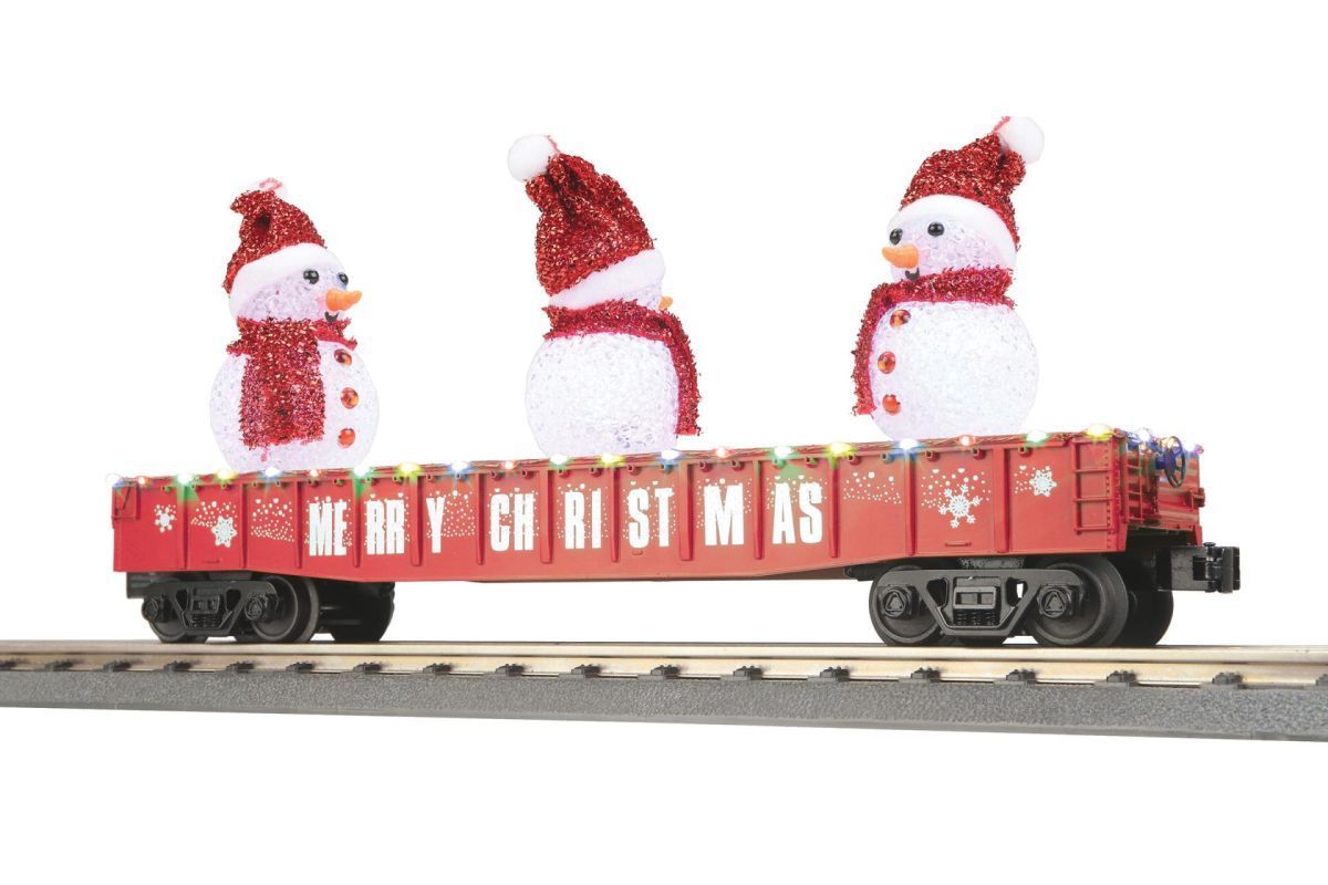 30-72262  O Christmas Gondola w/Lights & Lighted Snow Men/red