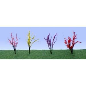 JTT95502 O Flower Bushes 1”-1-1/2” Red Pink Yellow Purple