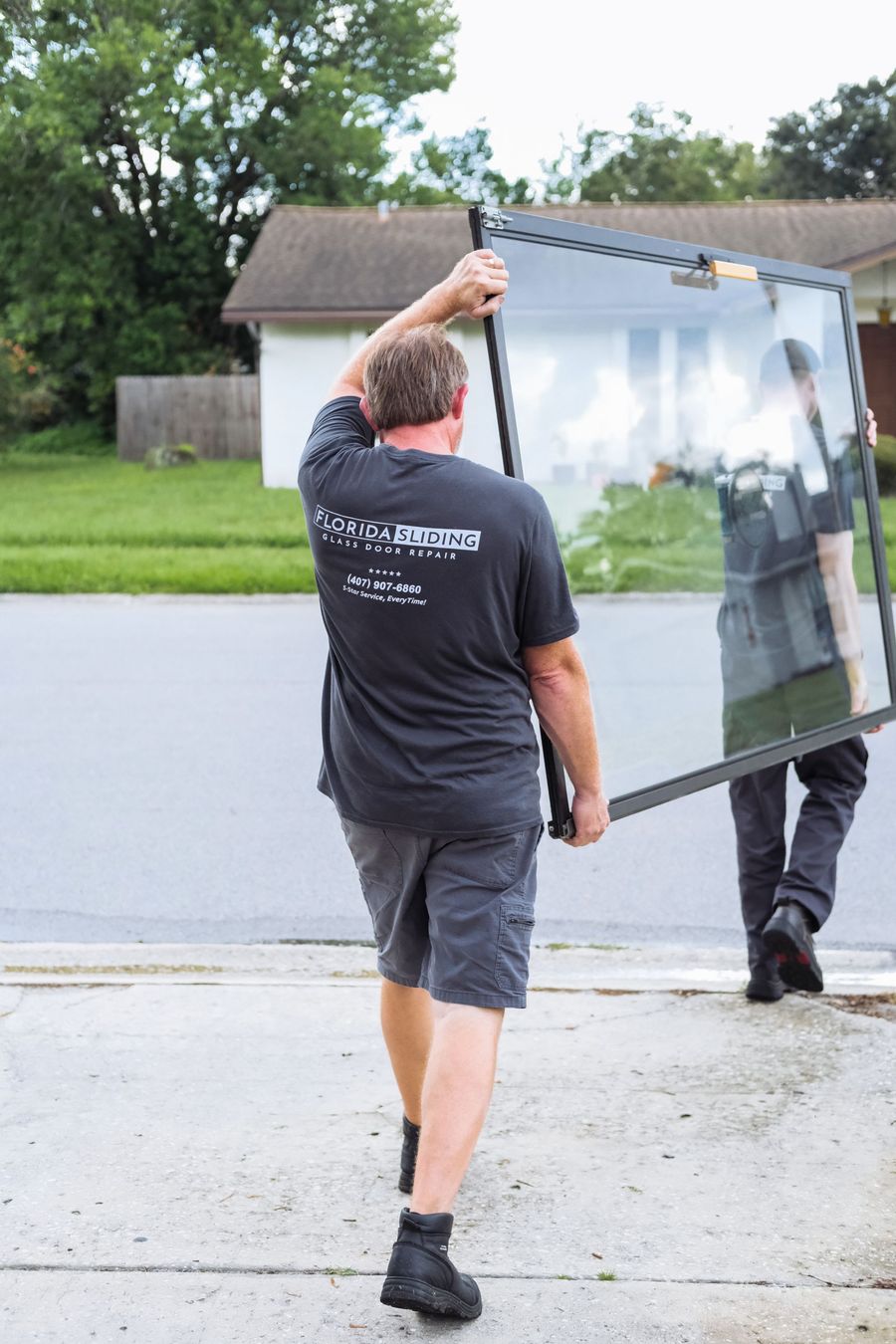 Replacing shattered glass panel in sliding glass door while keeping existing frame.
