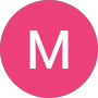 The letter m is in a pink circle on a white background.