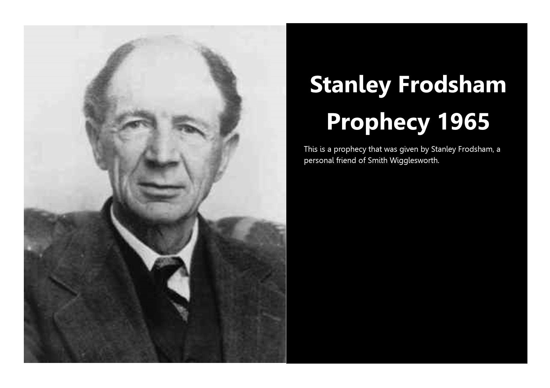 Stanley Frodsham Prophecy 1960
