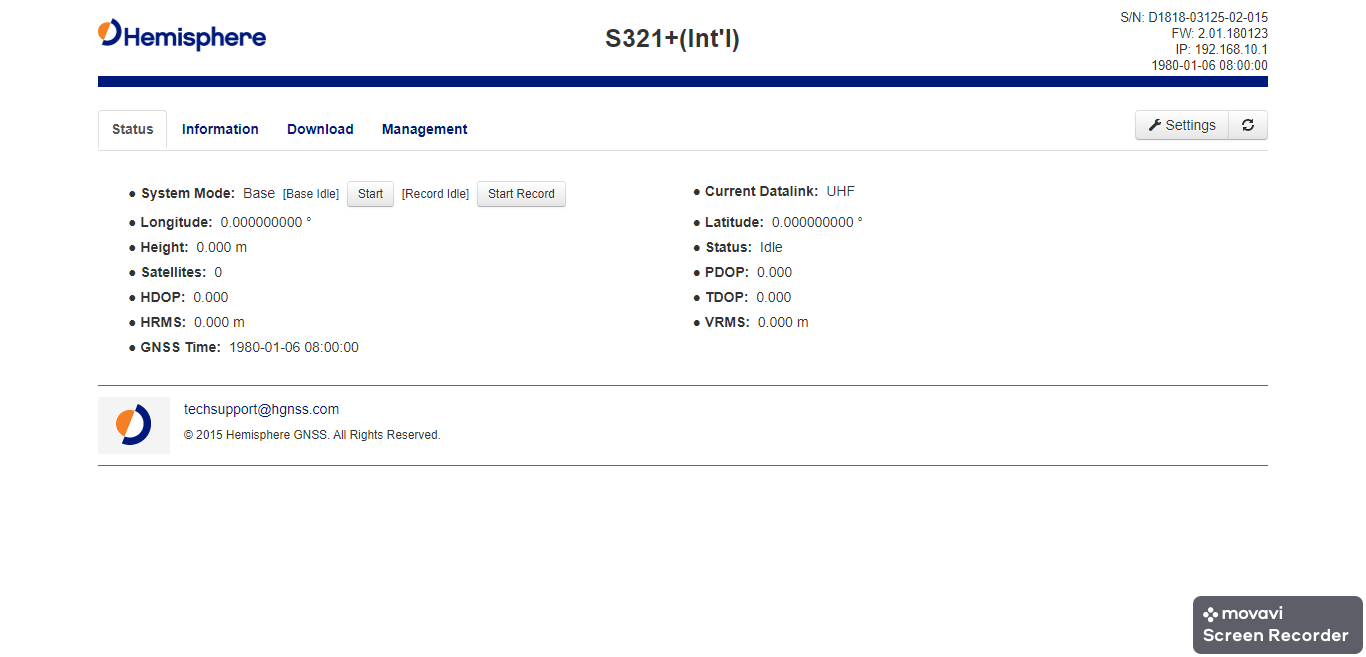 WebUI do s321+ Receptor GNSS RTK - TechGeo