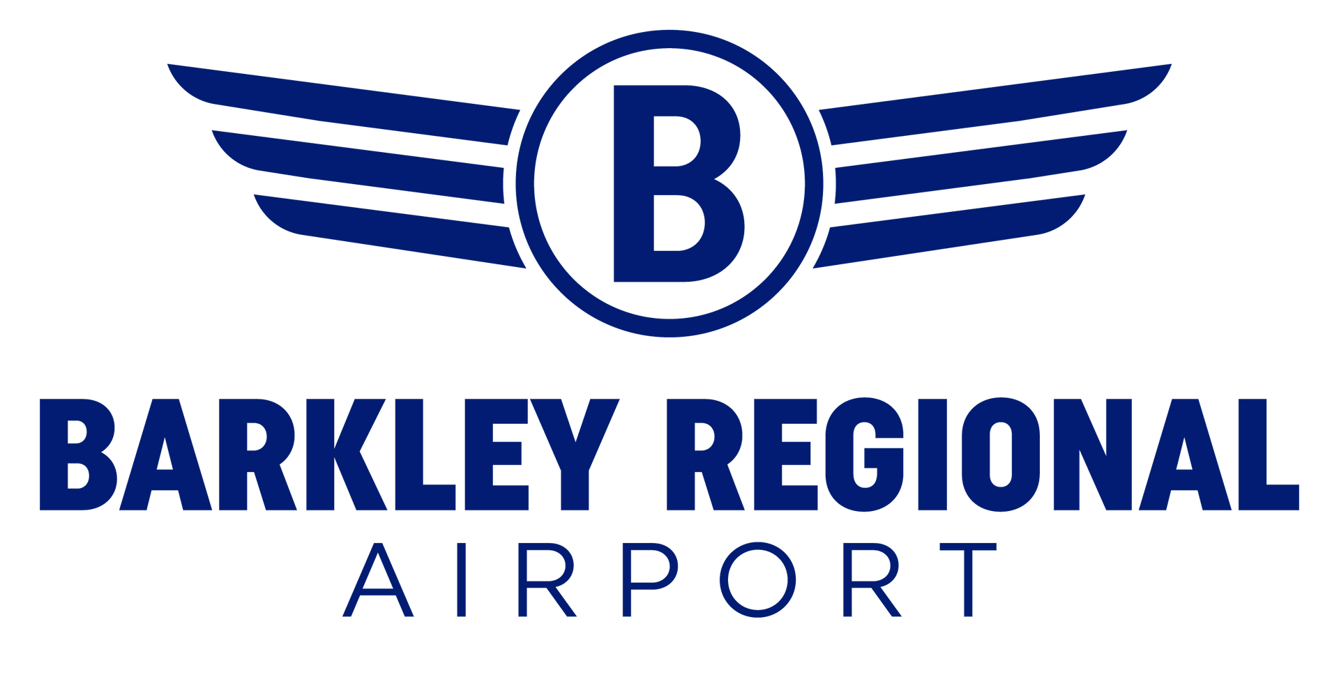 Logo for Barkley Regional Airport: Blue wings above a blue circle with a white