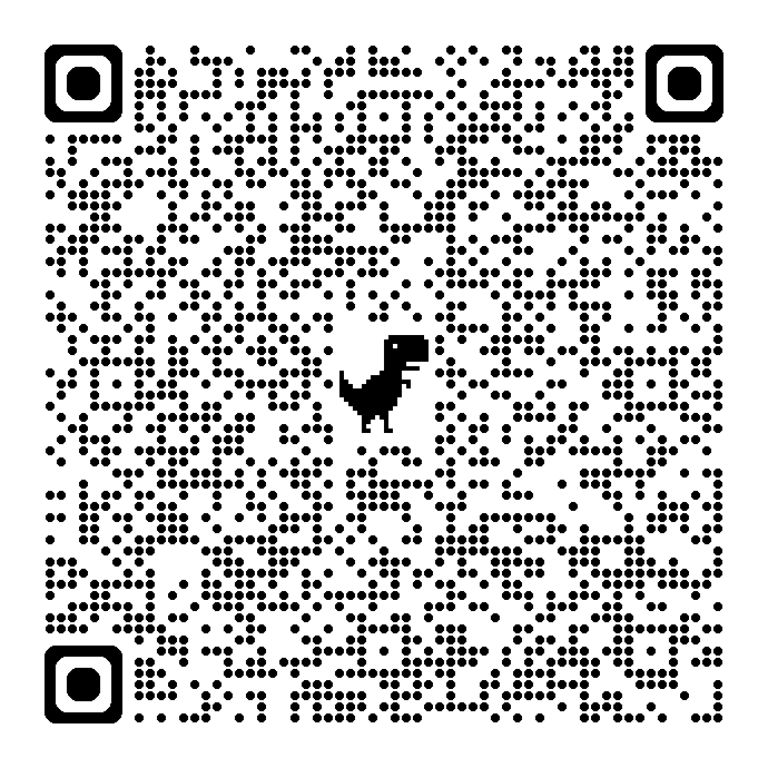 A qr code with a dinosaur in the middle