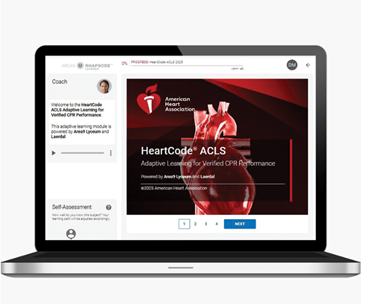 AHA HeartCode ACLS online adaptive learning module — completed before your in-person ACLS skills session in Clarcona, FL