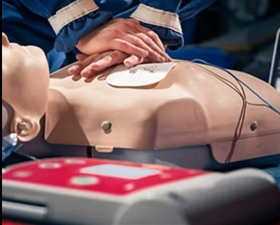 AED and early defibrillation training — AHA BLS classes, Cardiac Edge Central Florida AED training during an AHA BLS certification class — early defibrillation with chest compressions, Cardiac Edge Central Florida