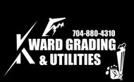 Ward Grading & Utilities logo in white on black with phone number 704-880-4310 and excavator icon