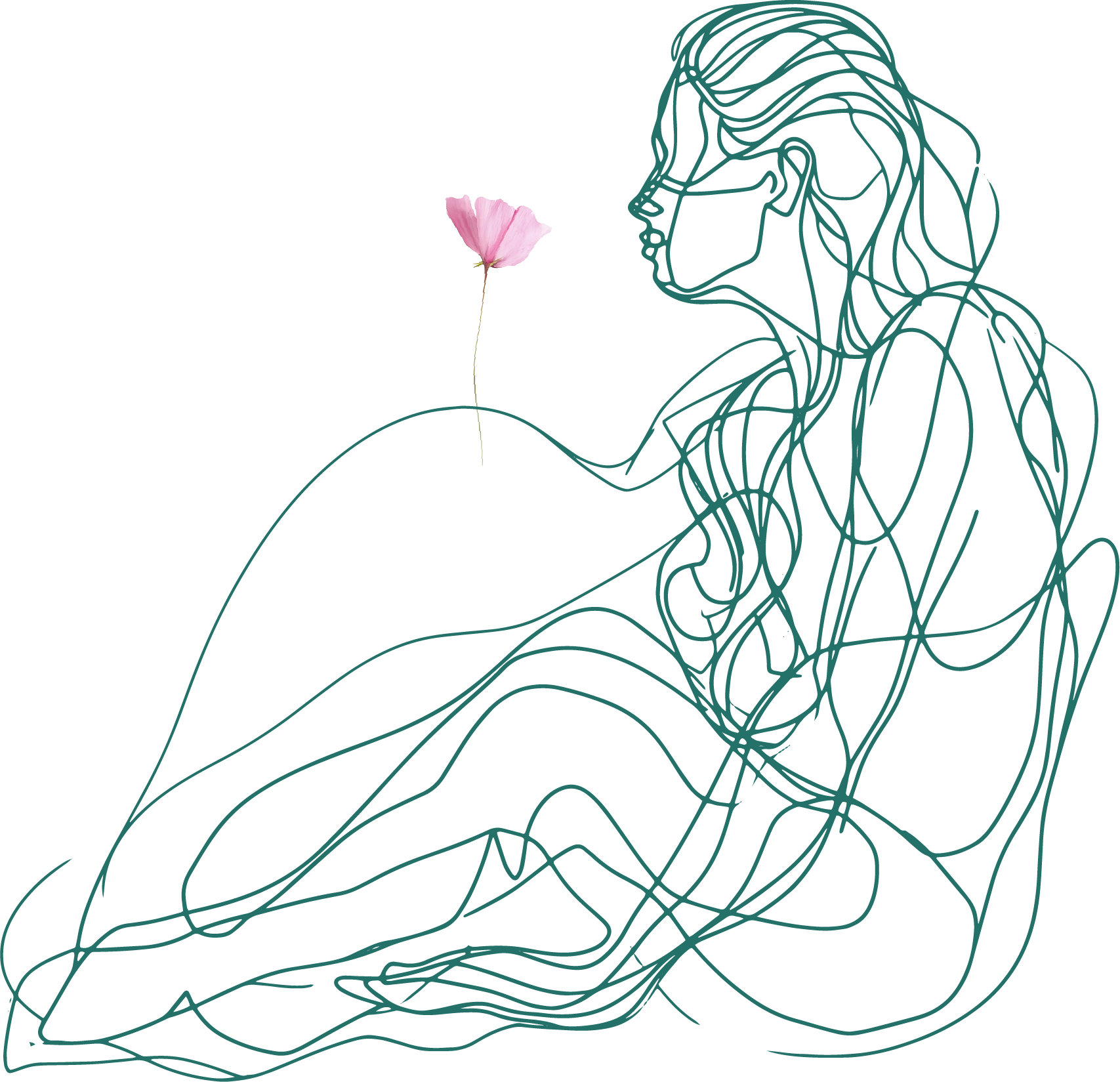 Woman smelling flower illustration