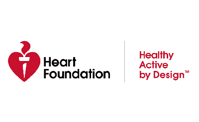 The logo for the heart foundation and healthy active by design.