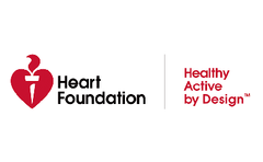 The logo for the heart foundation and healthy active by design.