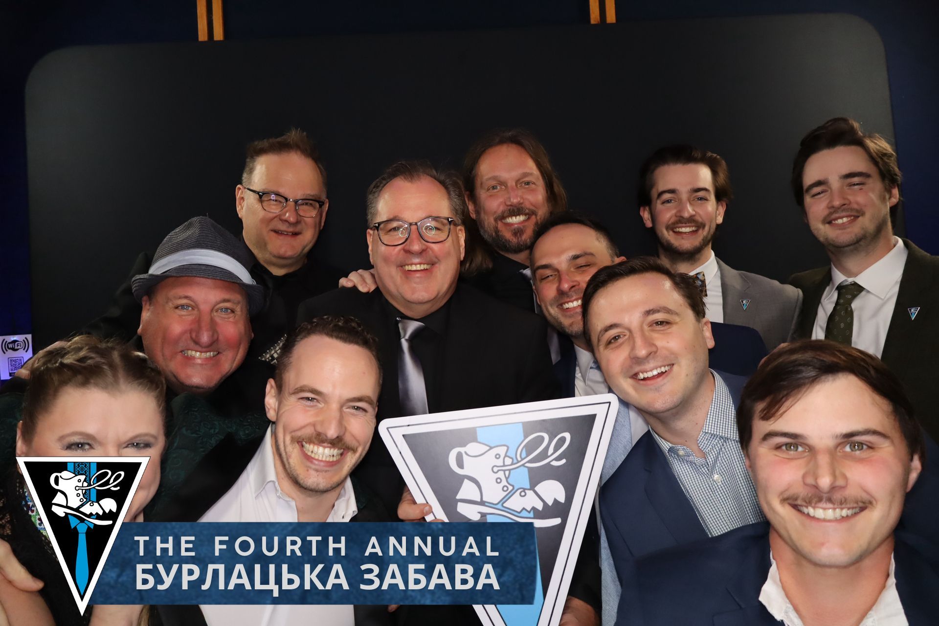 group in photo booth at ukranian culture center jenkintown