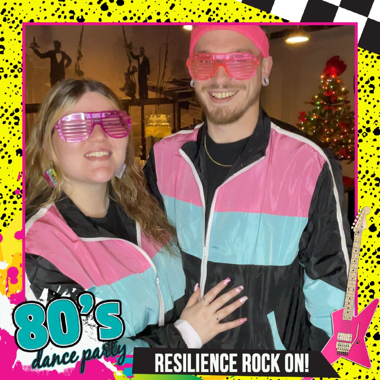 roaming photo booth of 80s outfit at rafters newtwon