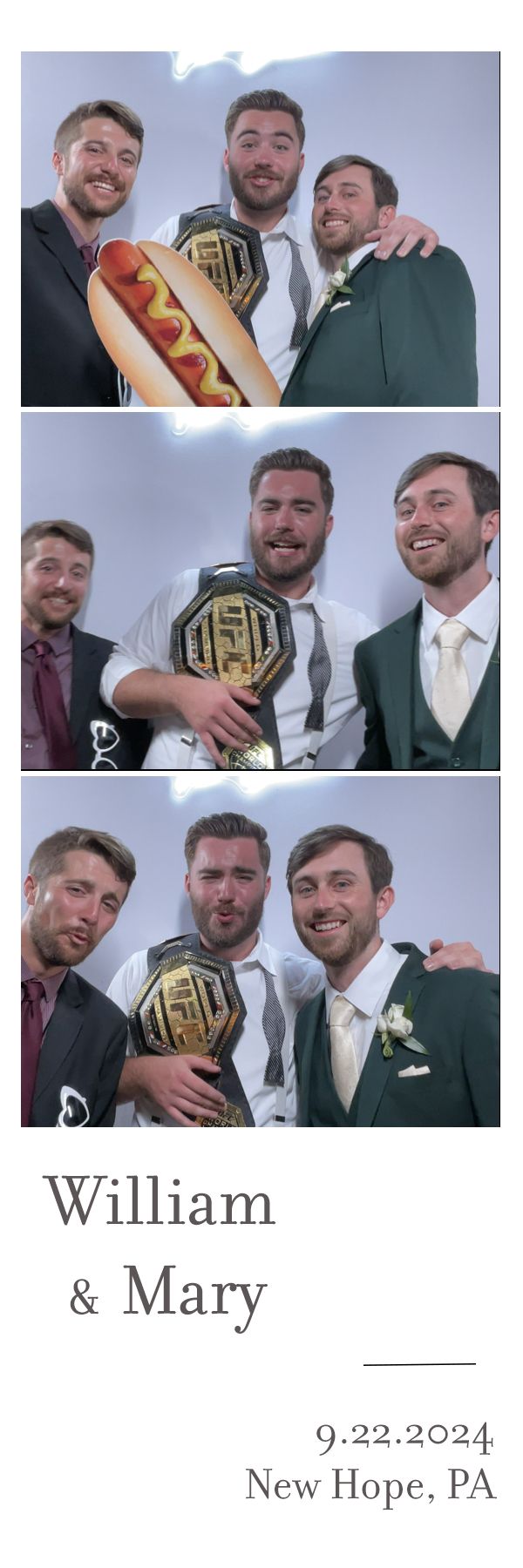 photo booth strip from wedding at holly hedge estate