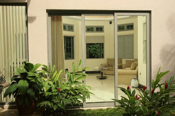 A sliding glass door 