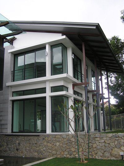 A large white house with a lot of windows