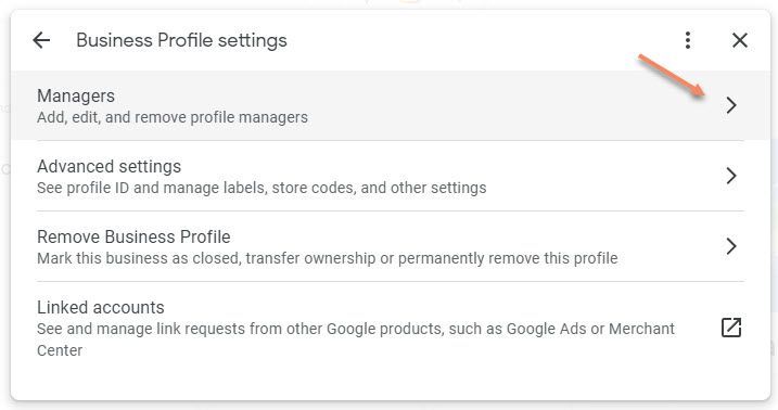 Adding an account to your Google Business Profile - Managers