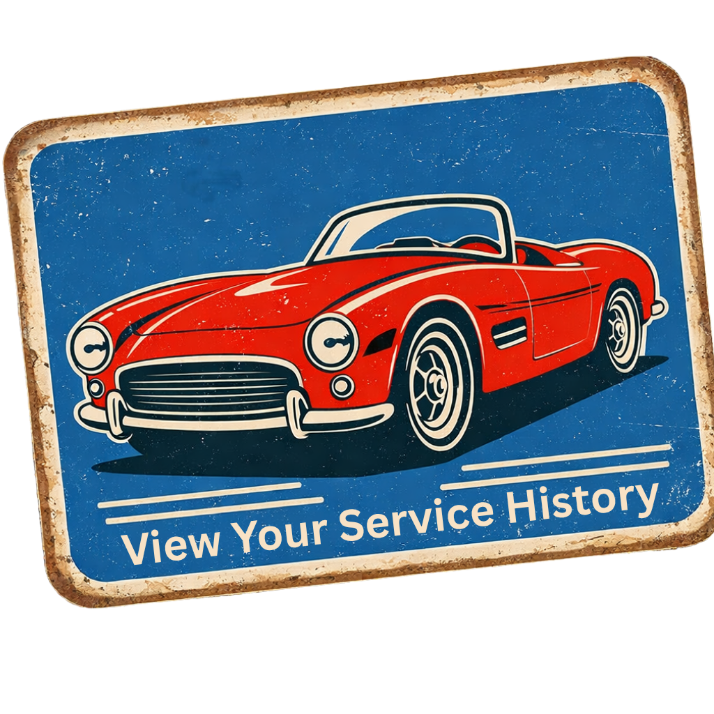 A vintage-style sign with a red toolbox and the text 