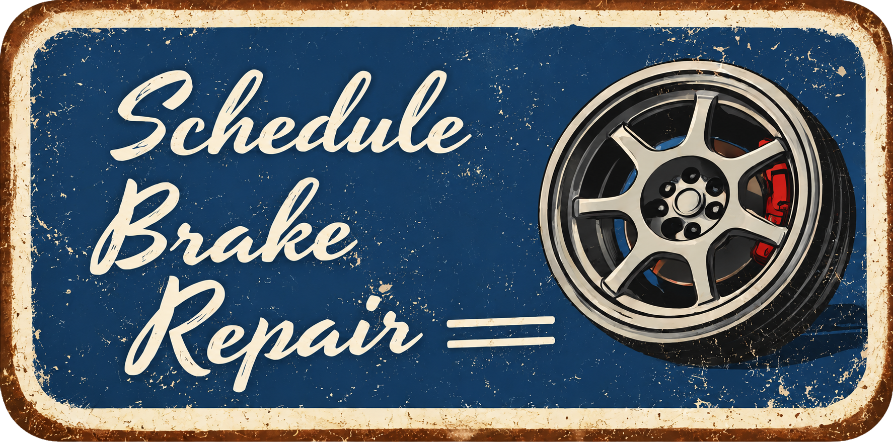 A blue, distressed-style sign that reads 